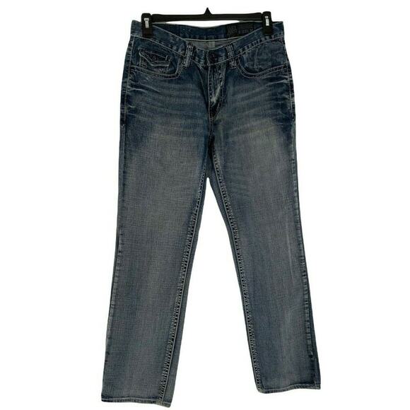 T.K. Axel Jeans Mens 32X34 Straight Leg Stonewash Whiskers Button Pockets Denim - Picture 1 of 10